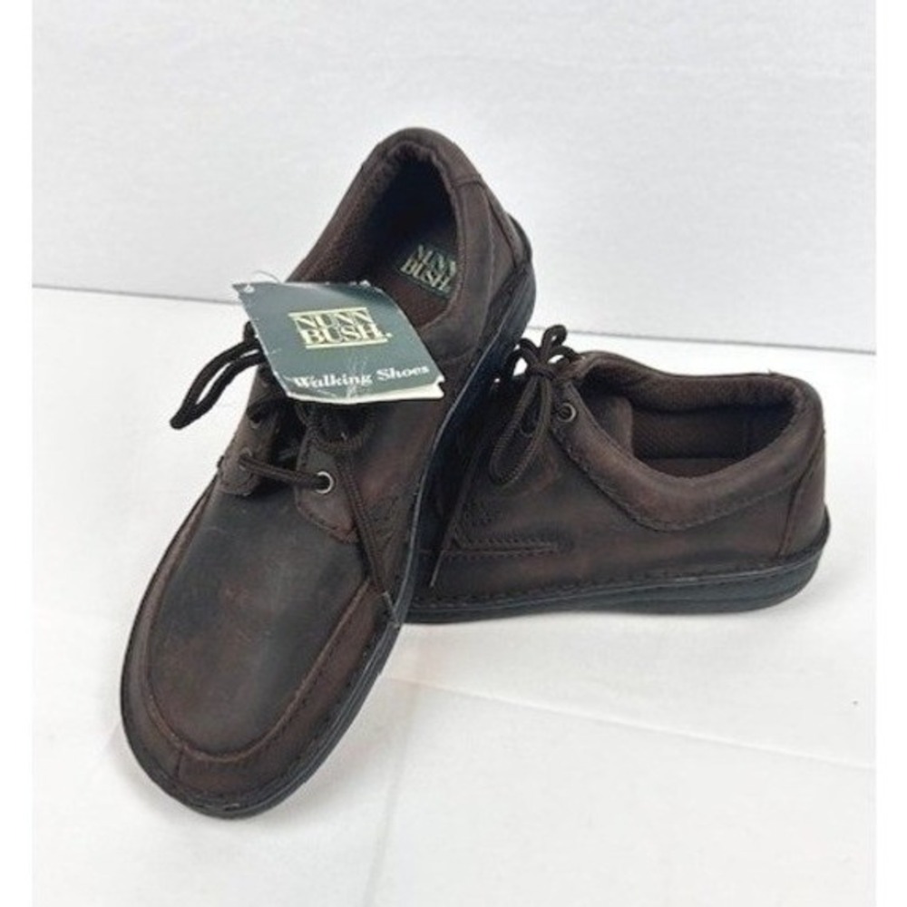 Nunn Bush Mens Brown Leather Walking Shoes Lace Up Moc Toe Casual‎ Comfort Sz 10